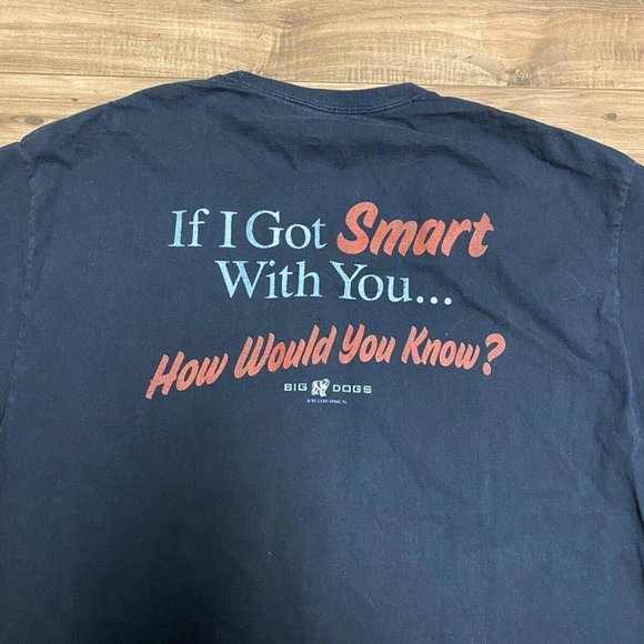 VINTAGE Big Dogs Shirt XL Navy Blue Funny Parody Graphic Tee Mens XL - Picture 2 of 3